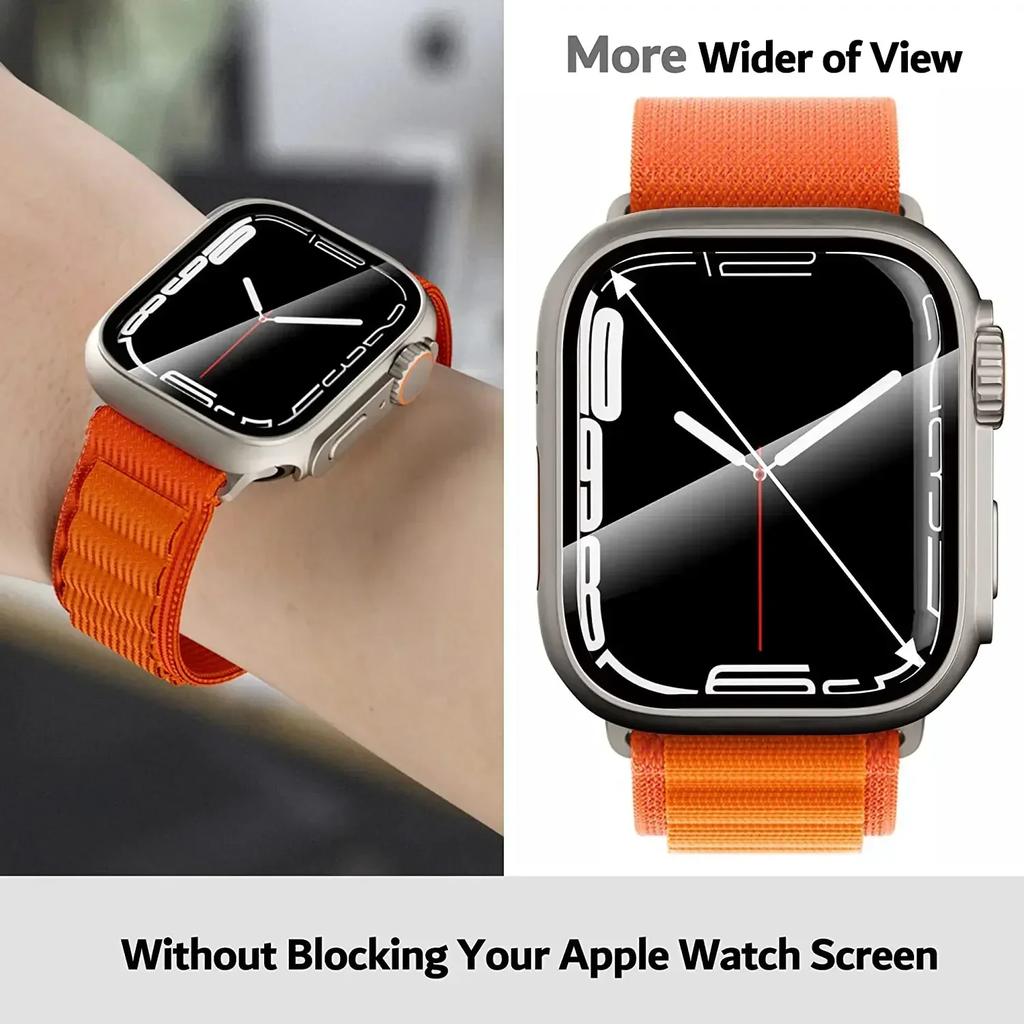 Screen Protector Cover for Apple Watch 44mm 45mm 46mm 42mm Hard PC Front Rear Bumper Case for Iwatch 10 9 8 7 6 Change To Ultra