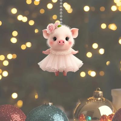 1 Piece of 2D Cute Little Pig Car Pendant, Car Rearview Mirror Decoration Pendant, Keychain Pendant, Home Decoration Pendant