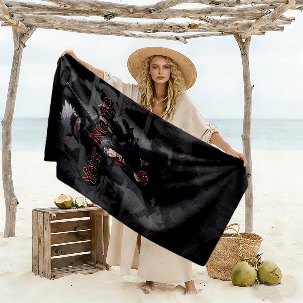 Naruto Character Customize Text Beach Towel Quick-Dry Soft Microfiber