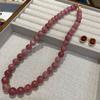 "Looking Forward To Summer" Strawberry Crystal Natural Stone 10Mm Beaded Necklace Temperament Simple Gentle High-End Neck Chain Women