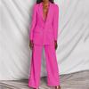Womens Fashion Long Sleeve Blazer Straight Pants Set Office Work Elegant Solid Color Outfit