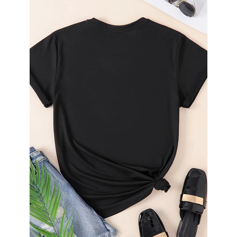 Europäische Größe Damen Niedliches Teddybär Grafik-T-Shirt - Weiches, Atmungsaktives Rundhals-Kurzarm-Oberteil - Lässige Sommer- und Frühlingskleidung mit Stilvollem Bären-Design