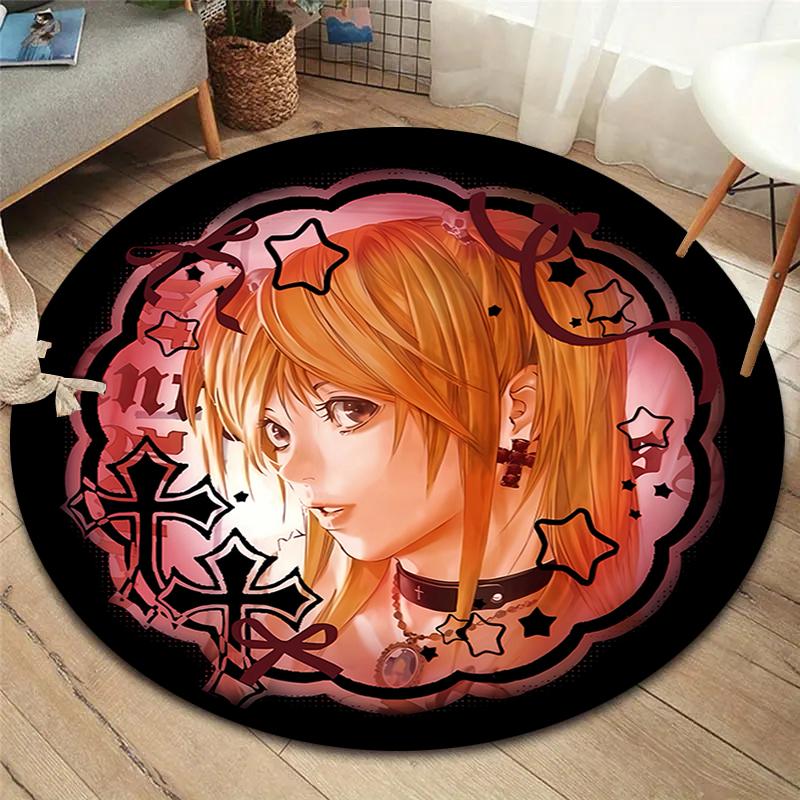 Death Note Round Area Rug,Carpet Rug for Living Room Bedroom Sofa Playroom Decor,Non-slip Floor Mat