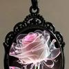 Collana Rosa Gotica Collana con Pendente Floreale Rosa Vintage in Vetro Gioiello Punk Oscuro Regalo per Donne Ragazzine