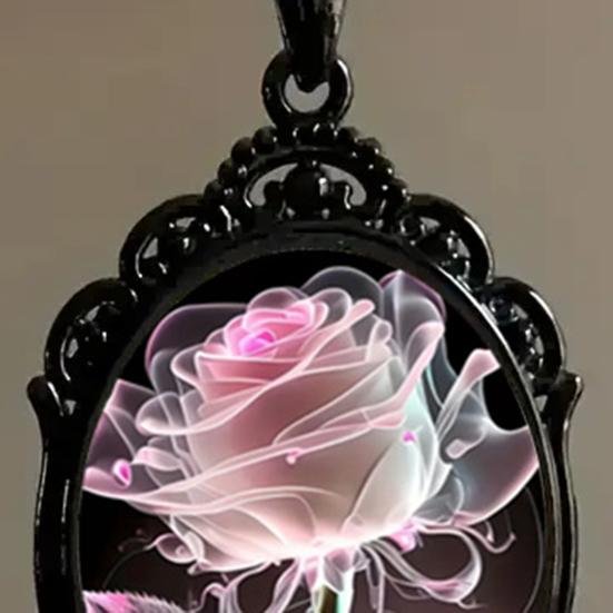 Collana Rosa Gotica Collana con Pendente Floreale Rosa Vintage in Vetro Gioiello Punk Oscuro Regalo per Donne Ragazzine