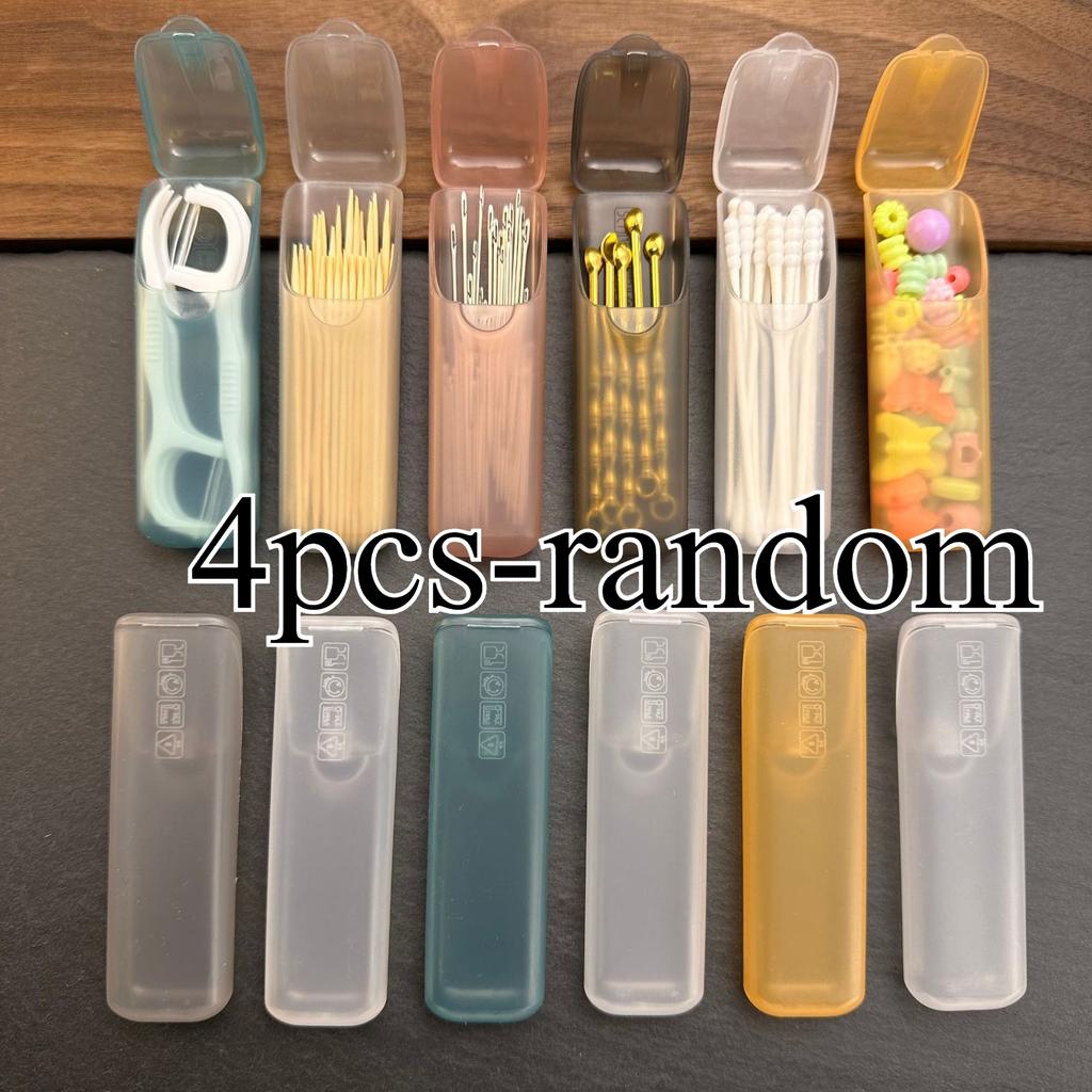 4 mini storage boxes, portable toothpick box, small parts organizing box for toothpicks, dental floss, jewelry, random colors