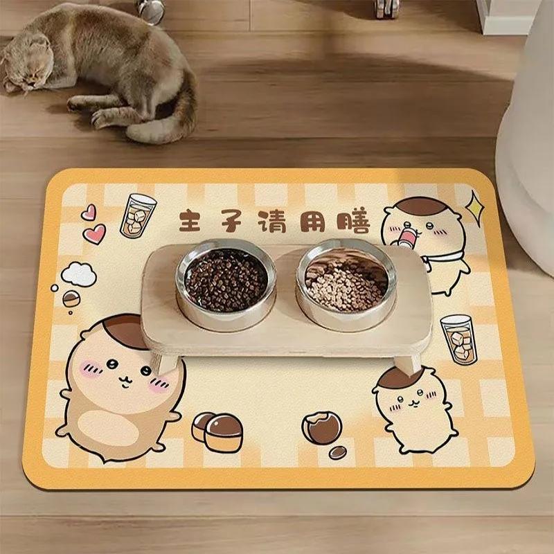 "chikawa" Cartoon Pet Dirt-resistant Food Mat Cat and Dog Rice Bowl Anti-slip Anti-scratching Easy To Clean Home Decoration Rug