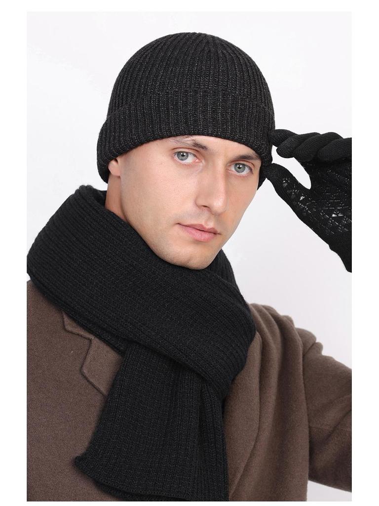 Men's Woolen Beanie for Large Heads - Thick, Warm, Breathable, Sweat-Proof, Ideal for Autumn & Winter