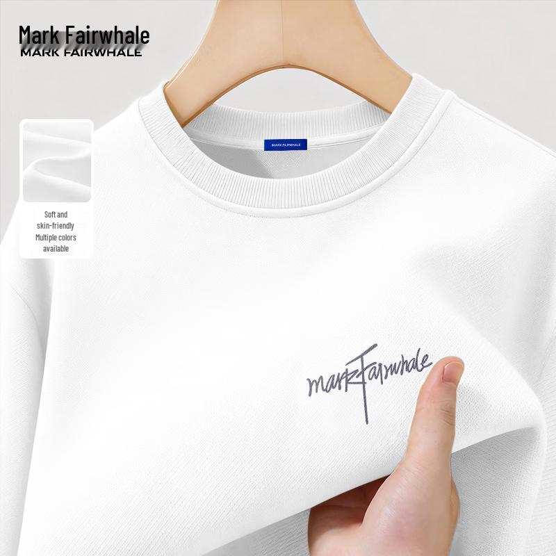 Mark Fairwhale Men's Letter Print Heavyweight Crew Neck Sweatshirt