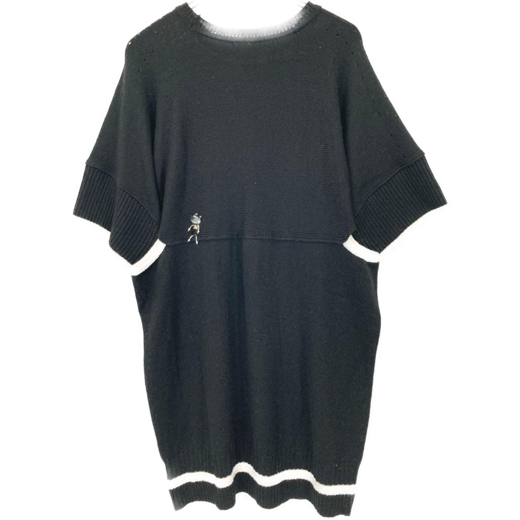 OLLEBOREBLA 329083 Pig Stone Bijou Patch Knit Dress *There Is No Size Notation. blackUsed