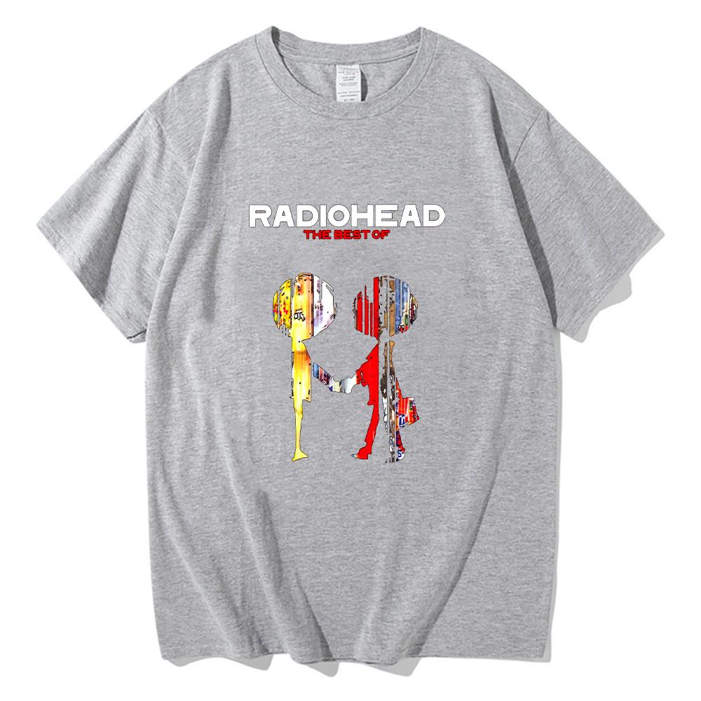 Radiohead Os Melhores de Camisetas de Banda de Rock Vintage Camiseta Gráfica de Álbum Musical Hip Hop Unissex Moda Streetwear Vintage Camiseta de Algodão
