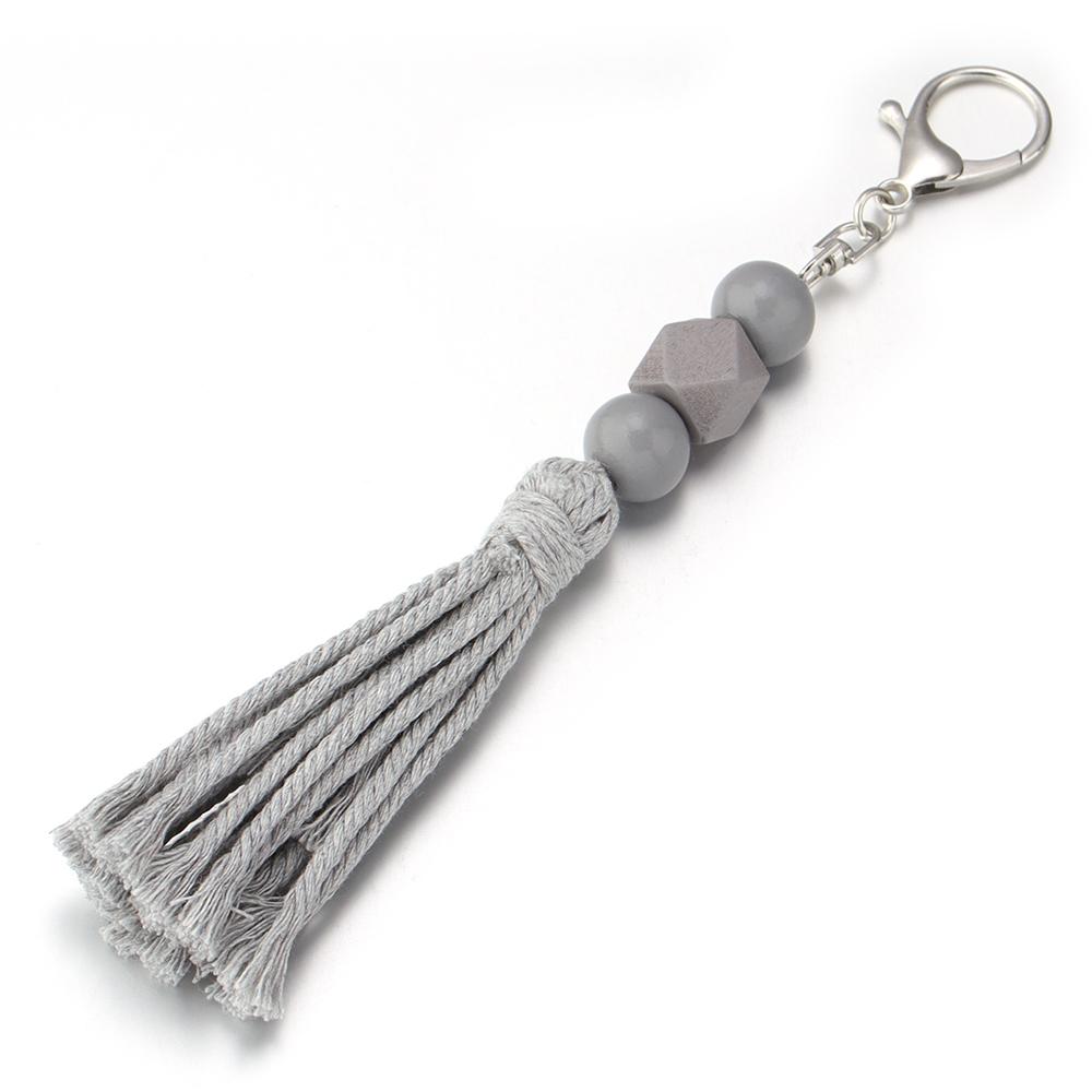 1Pcs 20cm Multicolor Handwoven Tassel Keychain Charm Acrylic Beads Key Chain For DIY Men Women Handbag Accessories Jewelry Gifts