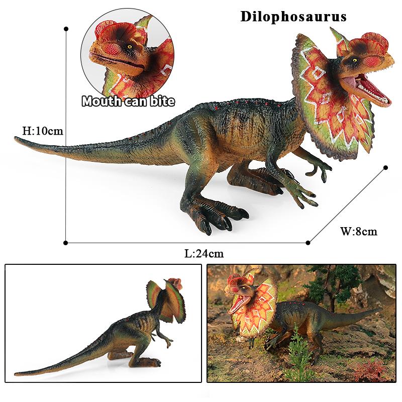Oenux Jurassic Carnivorous Dilophosaurus Solid PVC Dinosaur Toy Action Figures Animal Model Collection Kids Gift