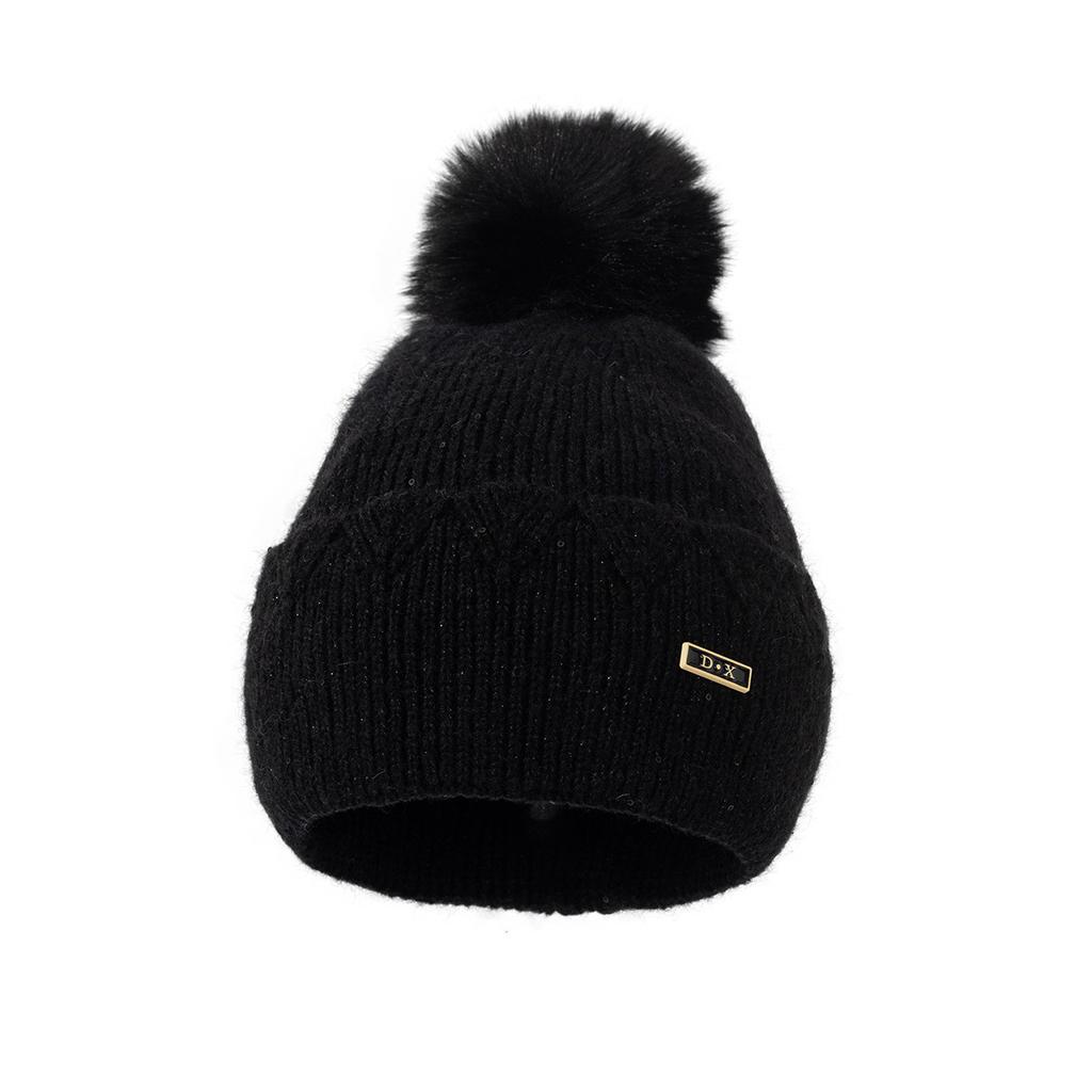 Women'S Hairball Winter Simple And Versatile Knitted Hat Warm, Cold And Windproof Fleece Hat