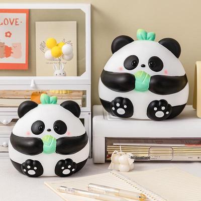 Panda Silicone Piggy Bank: Durable, Large Capacity Savings Jar for Kids, Drop-Resistant Coin Bank and Cute Desktop Decoration.