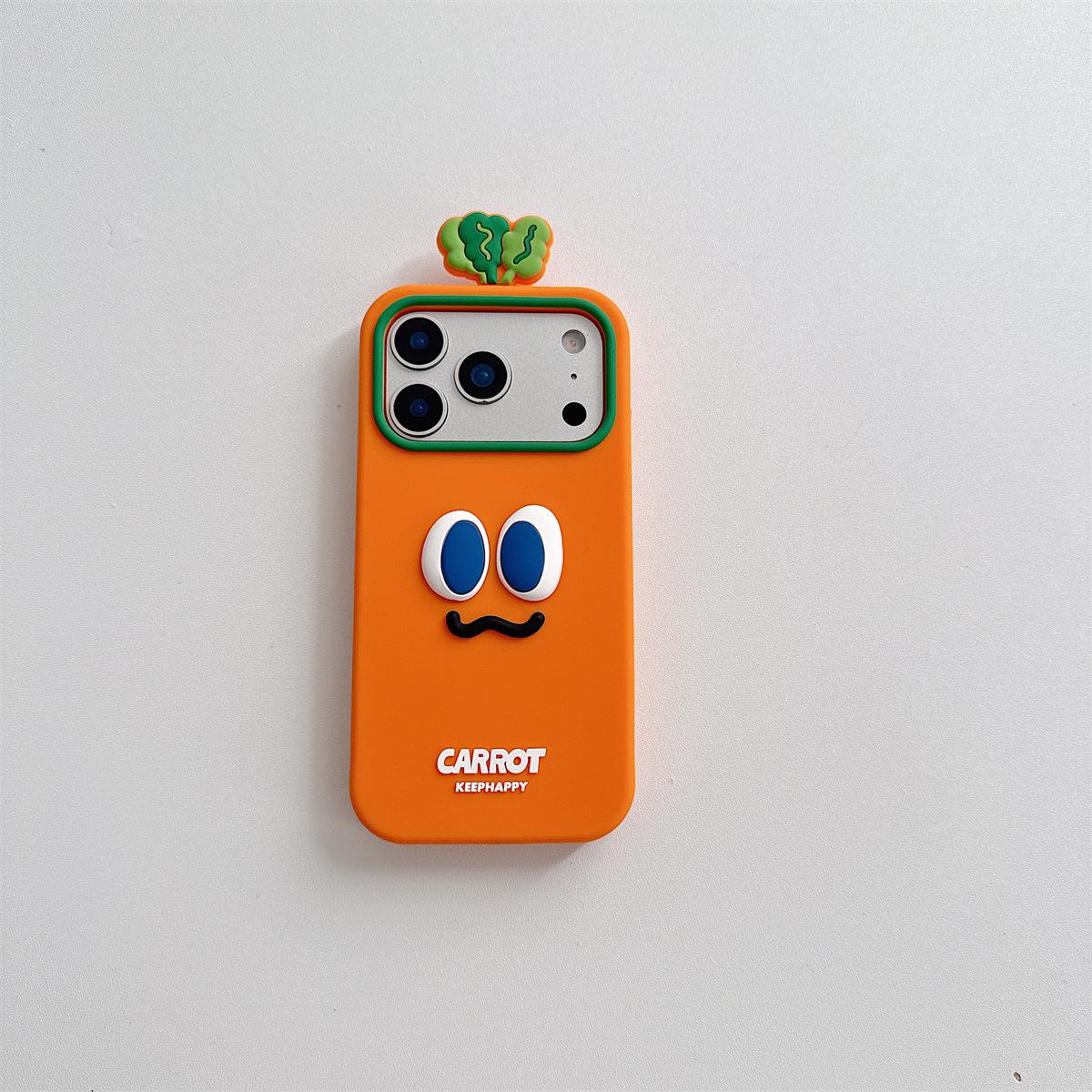 

3D Cartoon Carrot Phone Case for iPhone 14/13-Compatible with 12, Apple 17/16/15 PROMAX iPhone 15 Pro