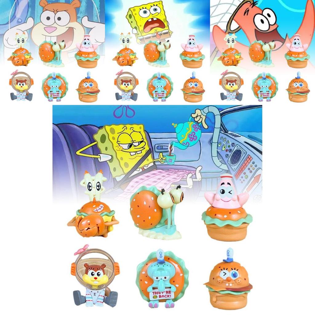 Adorável Conjunto de Figuras de PVC de Armadilha de Caranguejo do Bob Esponja Calça Quadrada Para Decorações de Festa de Aniversário