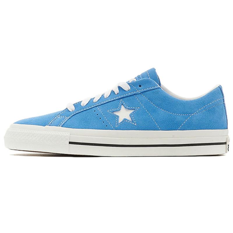 Converse One Star Pro Suede Retro Slip-resistant Shock-absorbing Low-top Skate Shoes Unisex Blue and White
