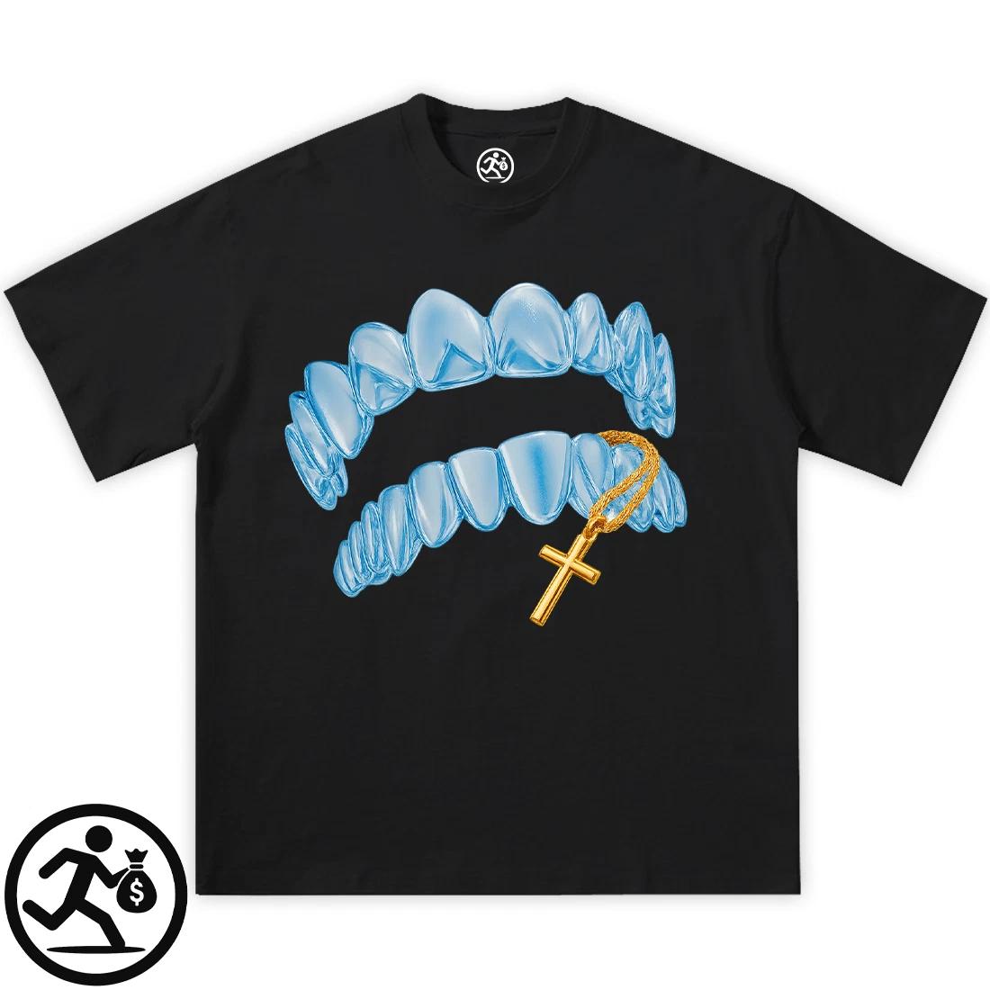 

Angel Grills Cross Chain Tee, graphic, y2k, fashion, streetwear, grillz M