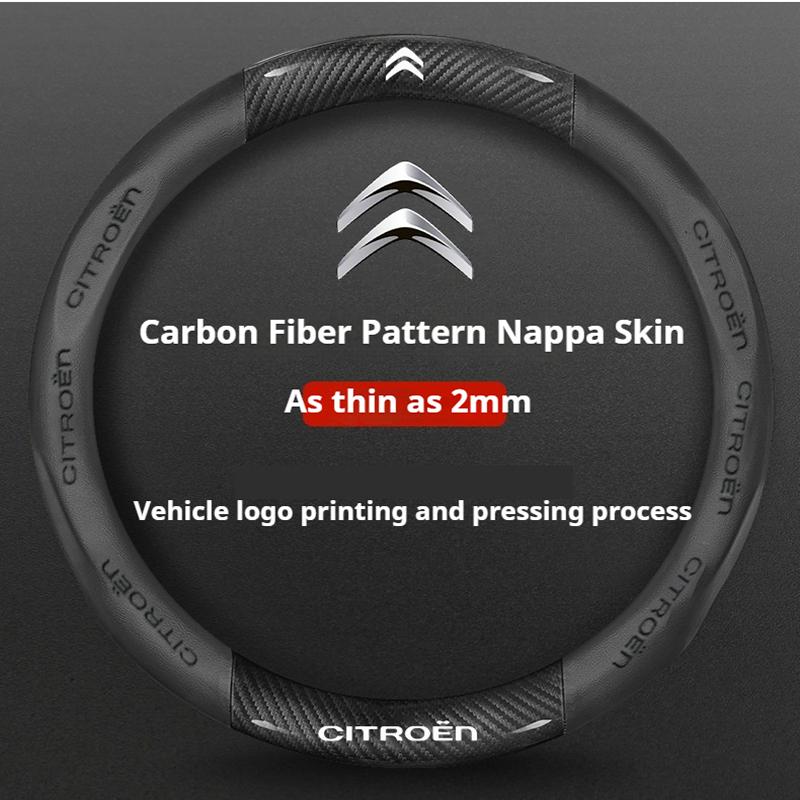 38cm Antislip leder koolstofvezel stuurwielhoes voor Citroen C1 C2 C3 C4 C5 C6 C4L Berlingo Picasso Aircross Sega Elysee