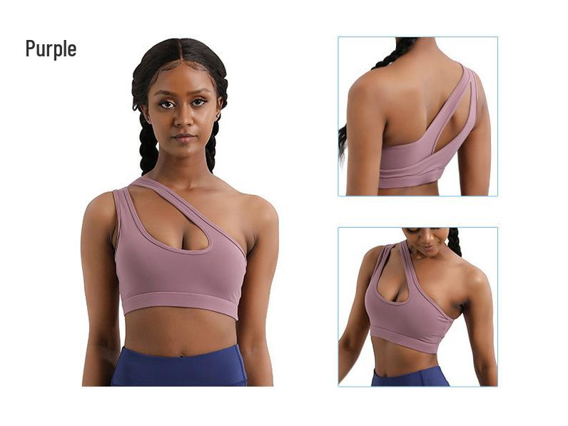 New Shockproof One-Shoulder Sports Bra – Running & Fitness Beautiful Back Design