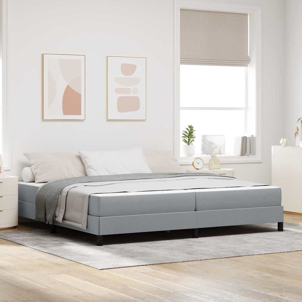 Box Spring Bed with Mattress Light Grey 200 X 200 Cm Fabric