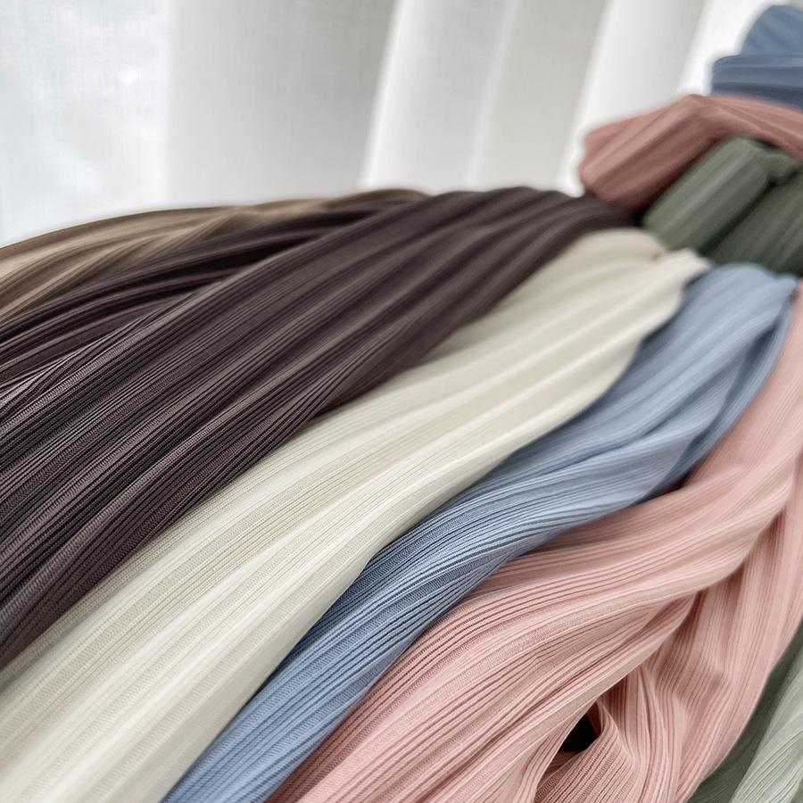 Women's Floor-Length Pleated Knit Dress - Ice Silk, Korean Style