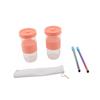 2er-Pack Wiederverwendbare Milchteetasse mit Deckeln und Strohhalmen 24oz Weithals-Trinkgläser für Milchtee Kaffee Smoothie Saft