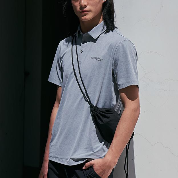 Saucony Solid Color Pullover Polo Shirt Men tops Milk-Gray SC2230017C-MG19