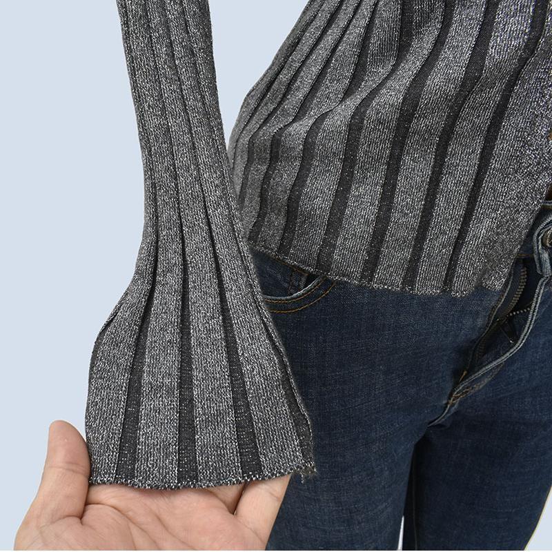 Fancy Single-Breasted Lapel Knitting Cardigan Women's Spring and Autumn Retro Silm Slim Looking Split Long Sleeve Tops