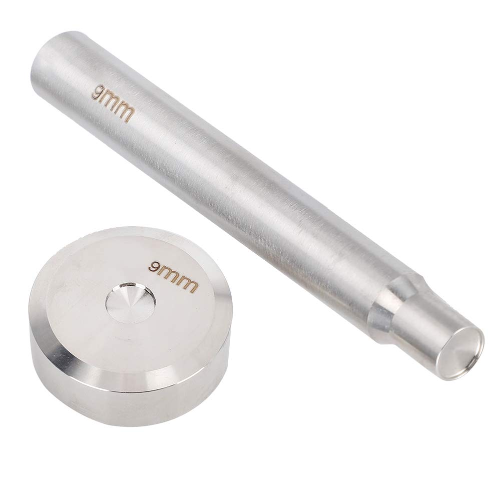 9mm Stainless Steel Die Punch Double‑Sided Rivet Setter with Base for Install Rivet Button DIY Leathercraft Tool