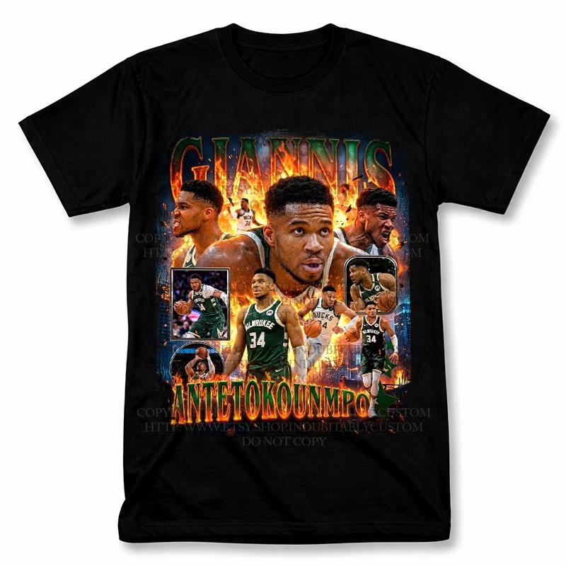 

Графическая футболка Giannis Antetokounmpo Milwaukee Bucks Винтажная футболка для фаната баскетбола XL