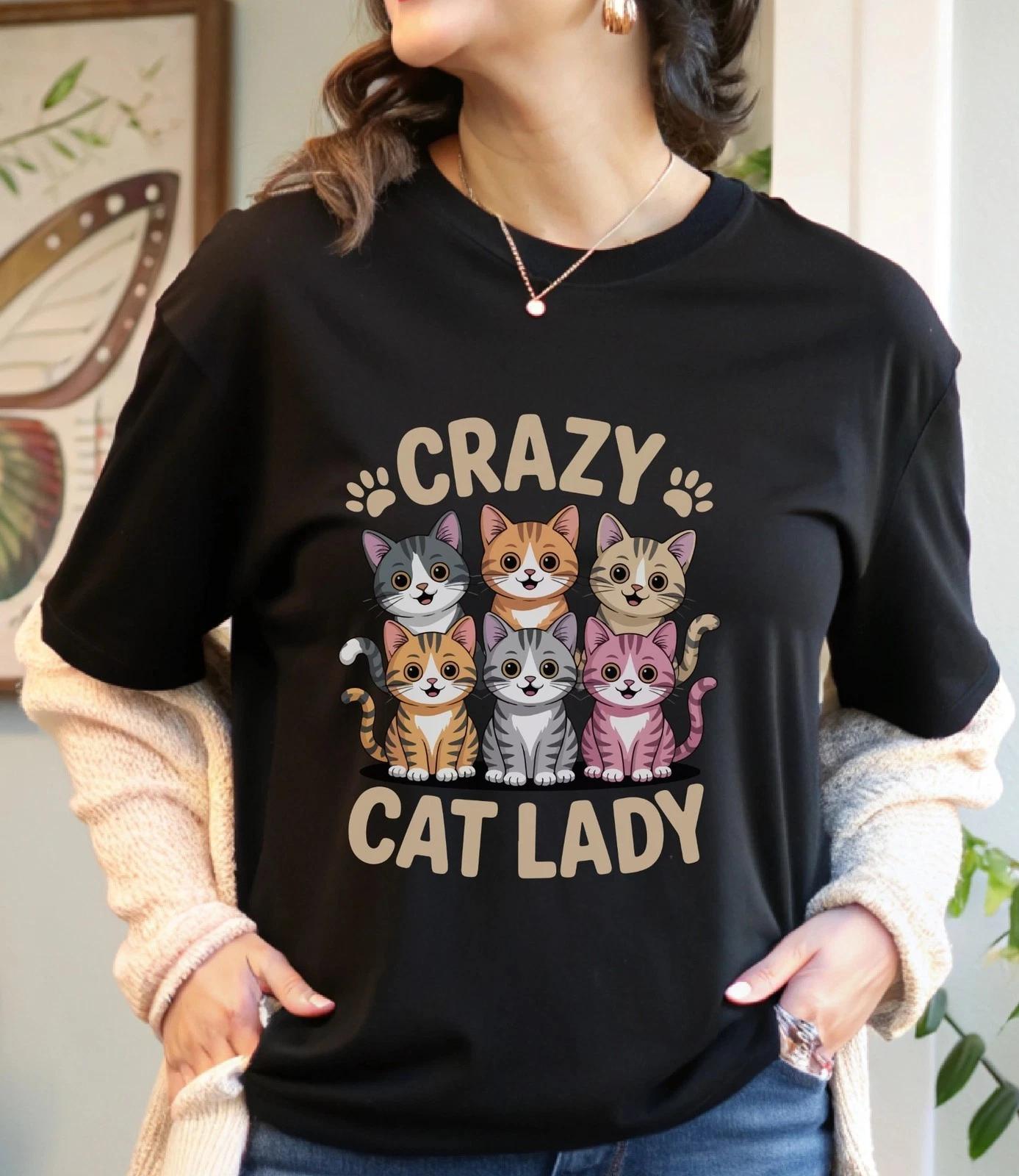 Crazy Cat Lady T-Shirt, Cute Kitten Tee, Funny Cat Shirt, Crazy Cat Person Gift, 2XL