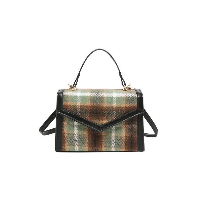 Elegant Women's Small Square Bag In Trendy Plaid Pattern Perfect For Fall Winter Use
