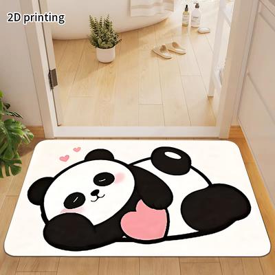 Cute Cartoon Panda Door Mat, Non-Slip Bath Rug, Soft Absorbent Floor Mat for Bathroom, Bedroom, Kids Room Decor