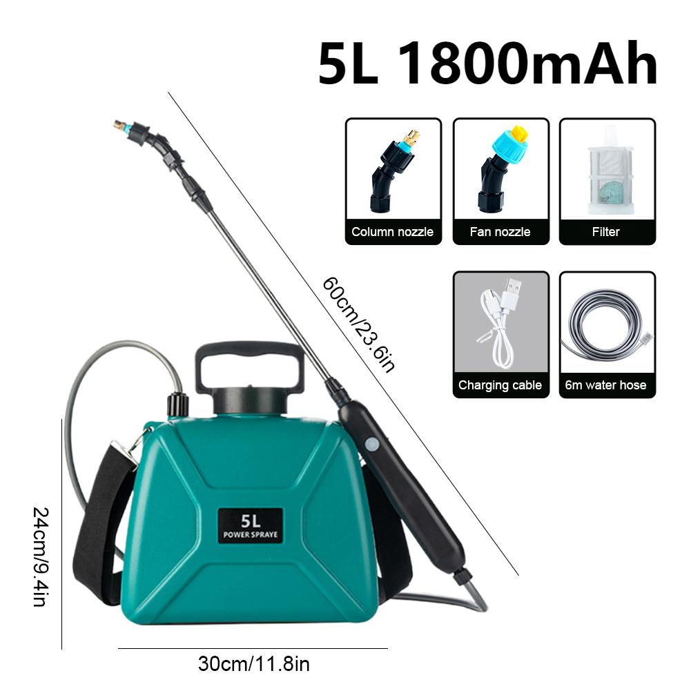 Shoulder Style Electric Sprayer 5L Watering Can With Spray Gun Automatic Garden Plant Mister USB Rechargeable Irrigation Tool