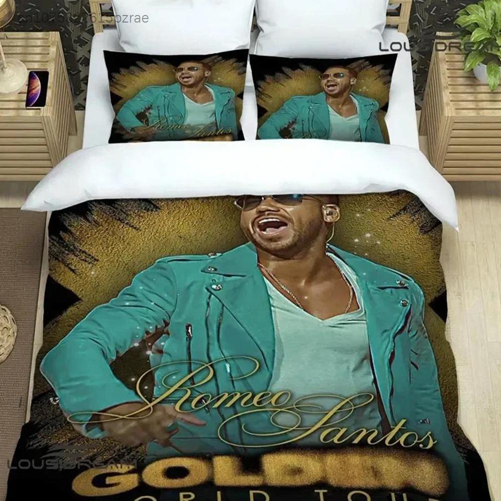 Lateinischer Sänger Romeo Santos Bettwäsche-Set Bedrucktes Bettwäsche-Set Mit Kissenbezug Bettdeckenbezug Weich Queen King Size Bettwäsche Heim-Geschenk