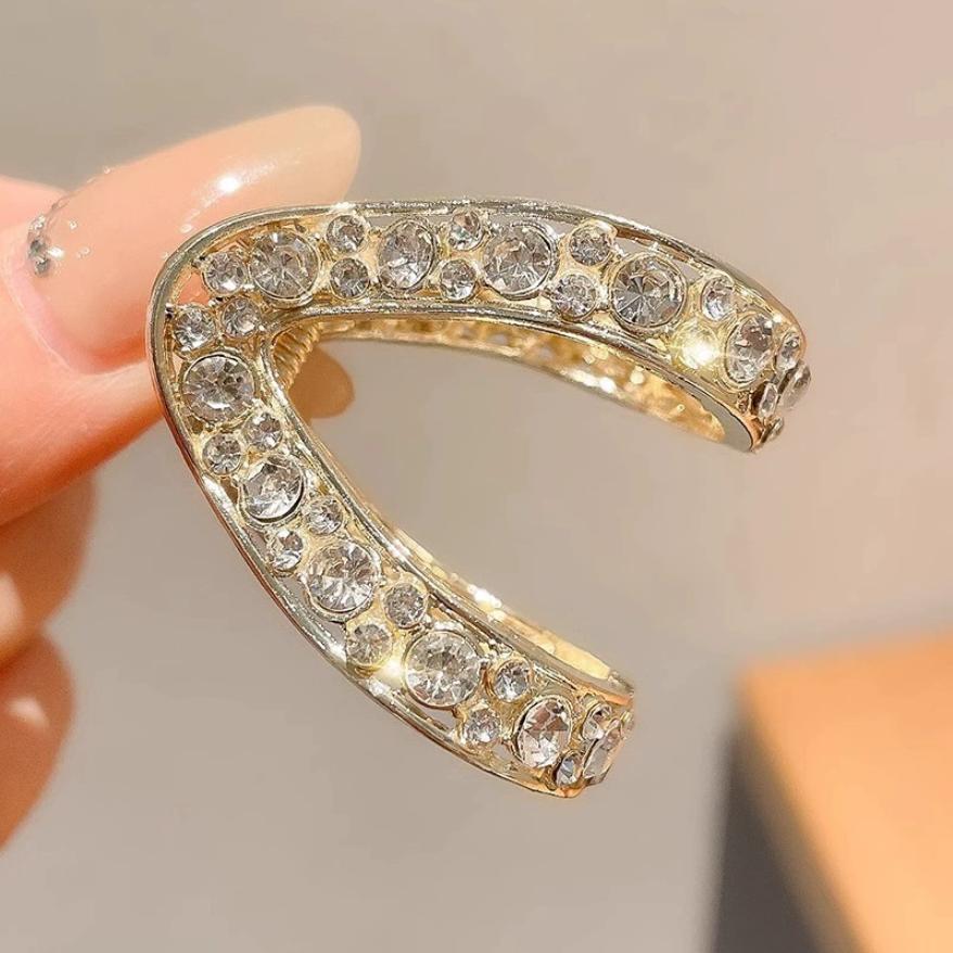 

Мини Заколка-краб для волос со стразами для женщин Маленькая Модная Металлическая Заколка для волос для высокого конского хвоста Аксессуары для волос