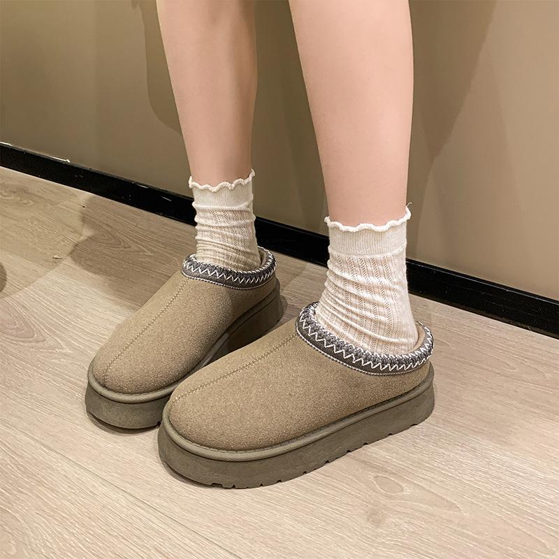 Processing custom winter cotton shoes without bag heel non-slip thick sole heightening explosive product piled thickened cotton boots women