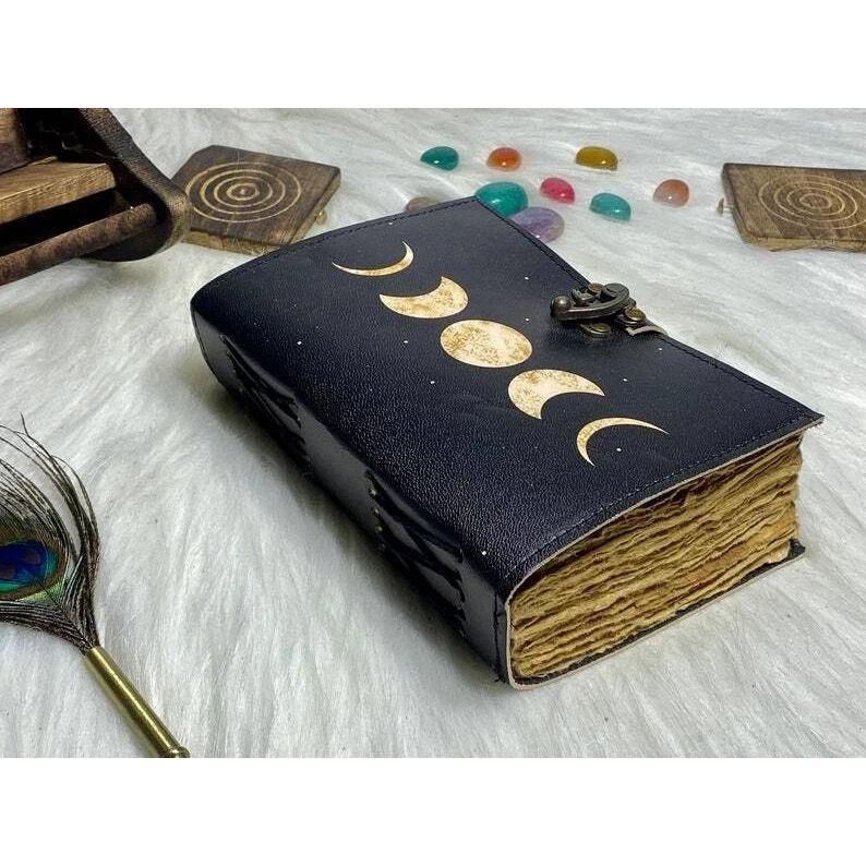 Handmade Leather Moon Phase Journal for Writers Wiccans & Dreamers Diary