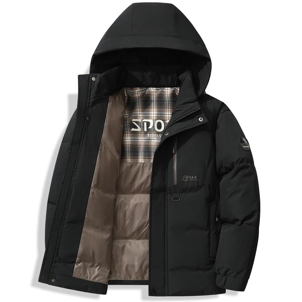 Men's Lightweight Puffer Jackets Detachable Hood Water-Resistant Casual Winter Coat Hooded Insulated for Travel Ski