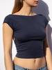 Top da Donna Y2K Sexy Senza Schiena a Manica Corta Monocolore per Primavera/Estate 2026