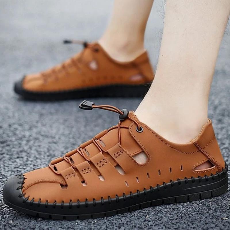 Fashion Genuine Leather Man Sandals Hole Clearance Sale Luxury 2025 Wholesale Summer Styles High Quality Number 41 Color H Shoes for Men