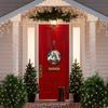 Warm Winter Wooden Christmas Sign with White Horse Pattern, Christmas Round Sign for Front Door Wall Hanging Decor, Ideal Christmas Gift