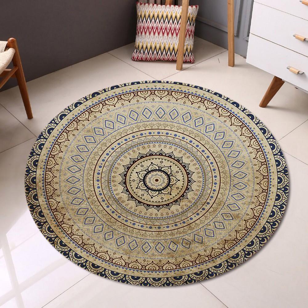 

Elephant Mandala Round Rug Non-Slip Soft Carpet Perfect for Bedroom Home Room and Gym Boho Ethnic Vacation Hous Floor Decor Rugs 60cmx60cm