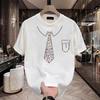 American Trendy Brand High-End Pure Cotton Men'S Printed Short-Sleeved T-Shirt Trendy Casual Round Neck T-Shirt Men'S