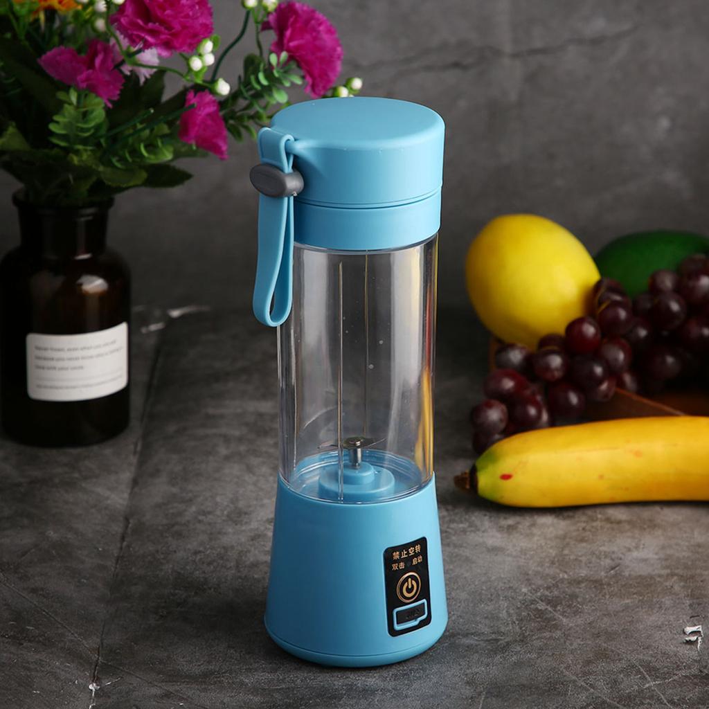 USB Portable Electric Fruit Juice Blender Machine Juice Extractor Double Blade (Blue)