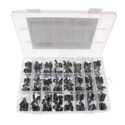 500 Stück 0,1 uF ~ 1000 uF verschiedene Aluminium-Elektrolytkondensatoren, Bausatz, 10 V, 16 V, 25 V, 50 V, 24 Arten von Kondensatoren für elektronische Heimwerkerarbeiten