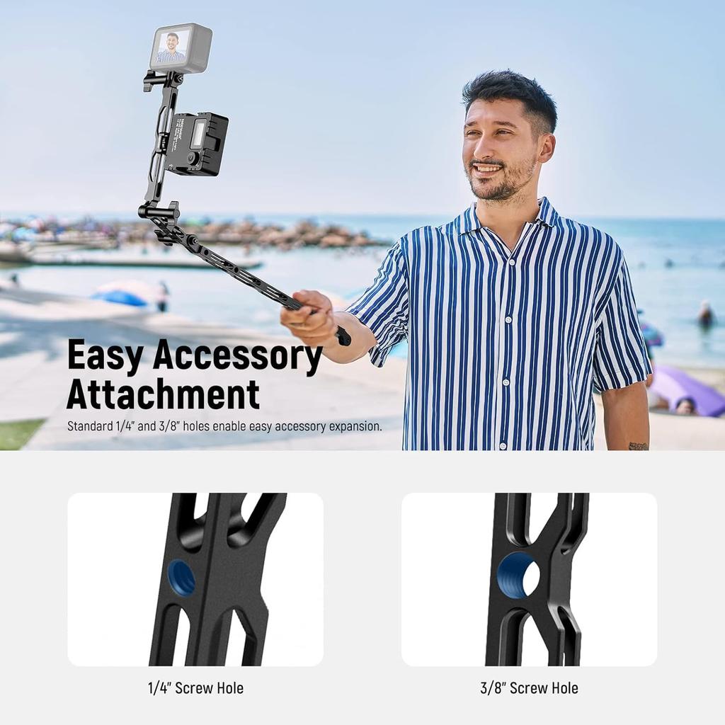 NEEWER Extension Arm Helmet Mount for Action Aluminum Alloy Set of Includes Three Thumb Screws and Screw Compatible with Osmo Action and Cameras,