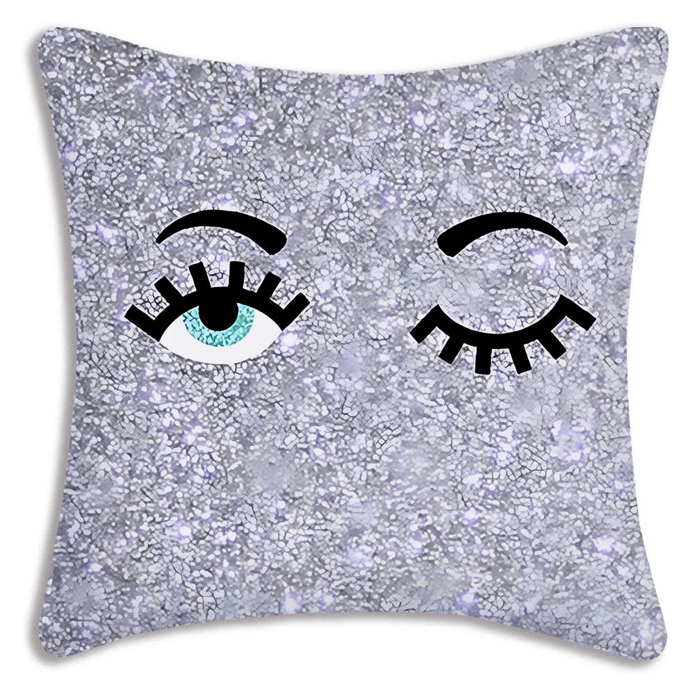 Fashion Trend Eyes Pillow Covers Cartoon Sofa Decorative Home Double-sided Printing Short Plush Cute Cushion Cover